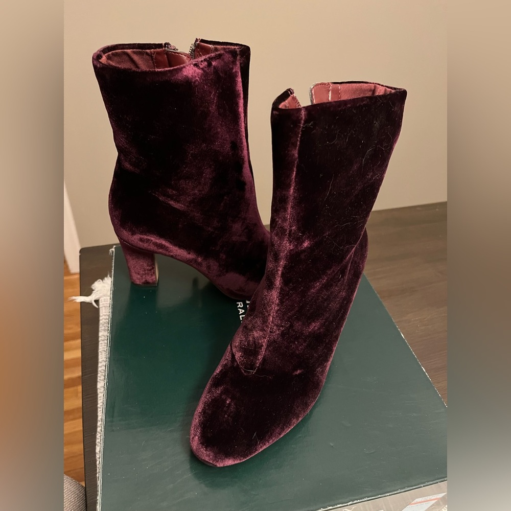 Purple Velvet Lauren Booties
